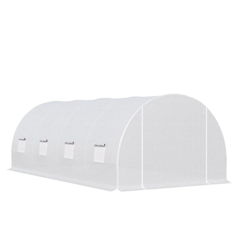 Rootz Foil Greenhouse - Polytunnel Greenhouse - Greenhouse - Plant House - Walk-in Greenhouse - Zippered Door - White - 6 X 3 X 2m