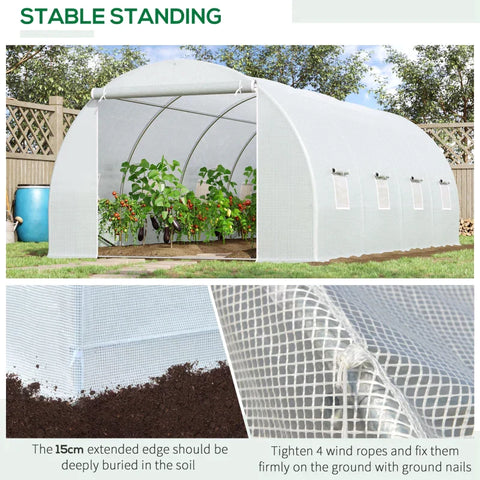 Rootz Foil Greenhouse - Polytunnel Greenhouse - Greenhouse - Plant House - Walk-in Greenhouse - Zippered Door - White - 6 X 3 X 2m