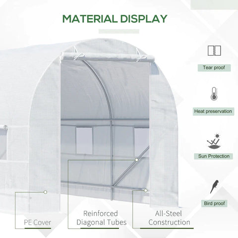 Rootz Foil Greenhouse - Greenhouse - Plant House - Walk-in Greenhouse - White - 4.5Lx2Wx2H m