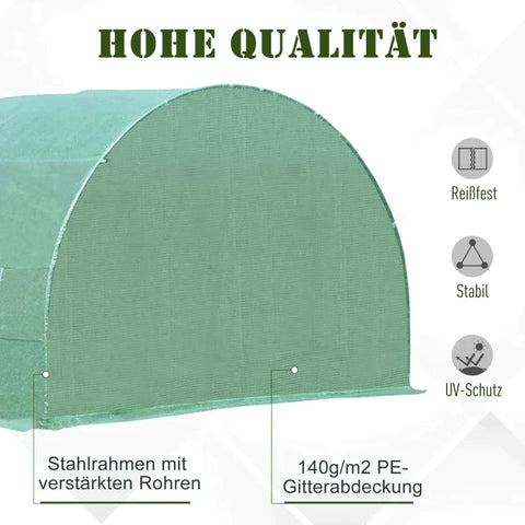 Rootz Foil Greenhouse - Tomato Greenhouse - Tunnel Cold Frame - Greenhouse - Tomato Foil Greenhouse - Green - 590 X 300 X 200 CM