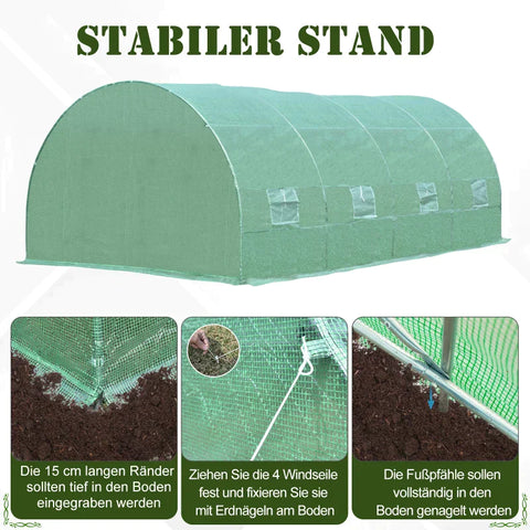 Rootz Foil Greenhouse - Tomato Greenhouse - Tunnel Cold Frame - Greenhouse - Tomato Foil Greenhouse - Green - 590 X 300 X 200 CM