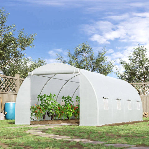 Rootz Foil Greenhouse - Polytunnel Greenhouse - Greenhouse - Plant House - Walk-in Greenhouse - Zippered Door - White - 6 X 3 X 2m