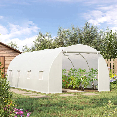 Rootz Foil Greenhouse - Polytunnel Greenhouse - Greenhouse - Plant House - Walk-in Greenhouse - Zippered Door - White - 6 X 3 X 2m