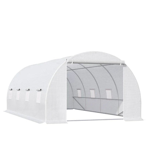 Rootz Foil Greenhouse - Polytunnel Greenhouse - Greenhouse - Plant House - Walk-in Greenhouse - Zippered Door - White - 6 X 3 X 2m
