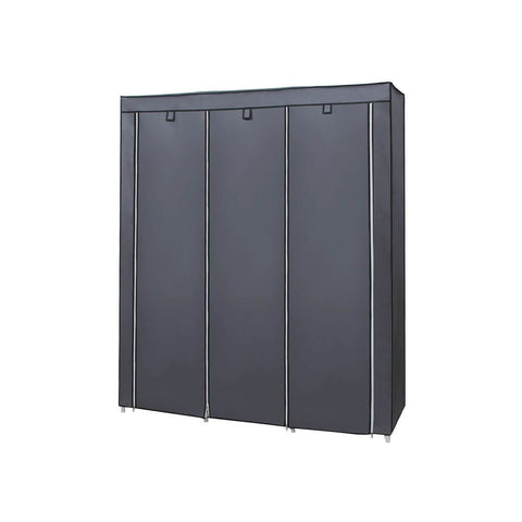Rootz Fabric Wardrobe - Fabric Cabinet With Clothes Rail - Wardrobe Organizer - Portable Clothes Storage - Fabric Wardrobe Cabinet - Fleece Fabric - Gray - 150 x 175 x 45 cm (W x H x D)