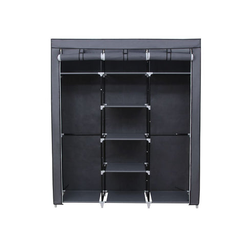 Rootz Fabric Wardrobe - Fabric Cabinet With Clothes Rail - Wardrobe Organizer - Portable Clothes Storage - Fabric Wardrobe Cabinet - Fleece Fabric - Gray - 150 x 175 x 45 cm (W x H x D)