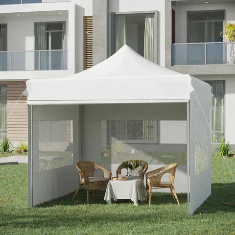 Rootz Gazebo - Garden Tent With Side Walls - Pop-up Tent - Waterproof Garden Gazebo - White - 300 x 300 x 320 cm