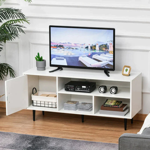 Rootz TV Cabinet - TV Table - Storage Cabinet - TV Stand - Cabinet - White - 120 cm x 40 cm x 55 cm