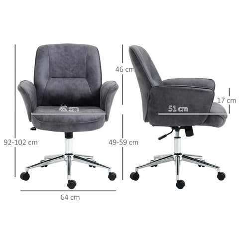Rootz Office Chair - Desk Chair - Height-adjustable - Rocker Function - Swivel - Steel - Dark Grey - 67 x 69 x 102cm