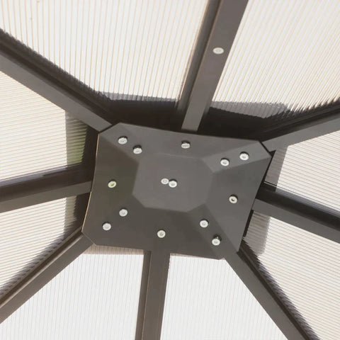 Rootz Gazebo - Garden Pavilion - Party Tent With Side Panels - PC Roof - Aluminum - Dark Grey - 300L x 400W x 265H cm