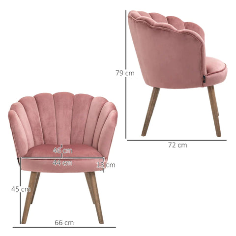 Rootz Dining Room Chair - Kitchen Chair - Armchair With Backrest - Living Room Chair - Polyester - Rubber Wood - Pink - 66 x 66 x 78.5 cm