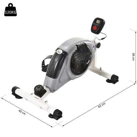 Rootz Mini Exercise Bike - Exercise Bike - Pedal Trainer - LCD Display - Magnetic Resistance - Steel - Grey