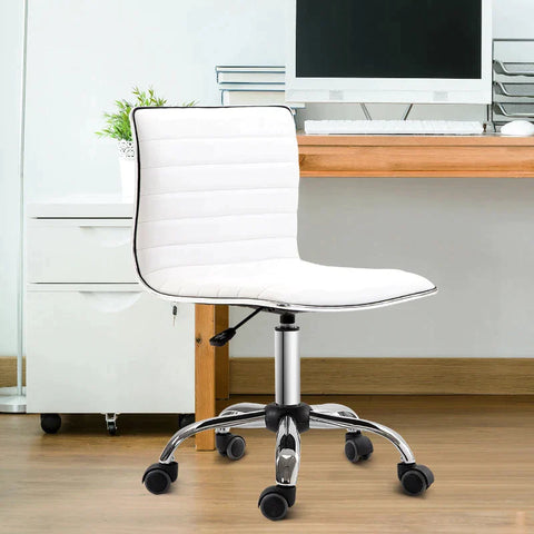 Rootz Barber Chair - Salon Chair - Swivel Chair - Office Chair - Height Adjustable - Steel PU - White - 48 x 52 x 78-90 cm