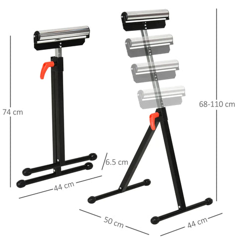 Rootz Roller Stand - Roller Support - Adjustable Roller Stand - Auxiliary Stand - Support Stand - Metal - Black - 44 X 50 X 68-110 cm