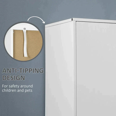 Rootz Wardrobe - Door Wardrobe - With Drawers And Hanging Rod - Particle Board - White/Oak - 80cm x 50cm x 180cm