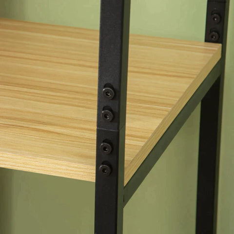 Rootz Garderobenständer – Kleiderschrank – Industriedesign – 1 Schublade – 1 Kleiderstange – 4 Einlegeböden – Stahl/Spanplatte – Schwarz/Natur – 77 cm x 39 cm x 180 cm