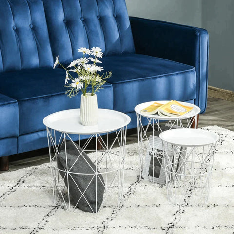 Rootz Side Table - Coffee Table - 3-piece Side Table - White