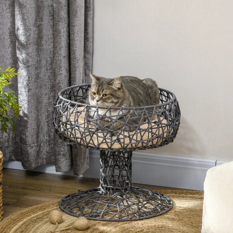 Rootz Wine Glass Cat Bed - Washable Cushion - Cat Basket - Pet Bed - Purple - 42L x 42W x 42H cm