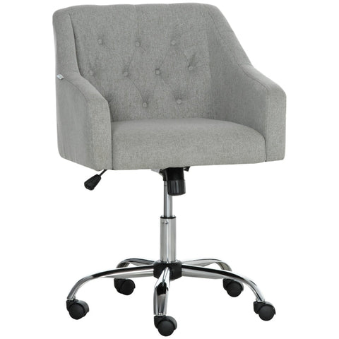Rootz Chair - Office Chair - Desk Chair - Work Chair - Ergonomic Chair - In Retro Design With Button Stitching - Rocker Function - Height Adjustable - Light Grey - 62L x 61W x 72-80H cm