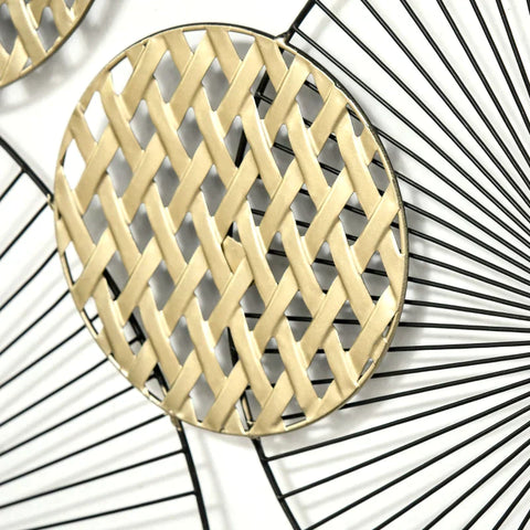 Rootz Metal Wall Decor - 3D Mural Abstract Shapes - Modern Wall Art - Gold + Black - 40L x 90H cm