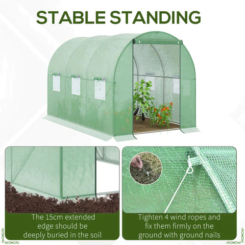 Rootz Greenhouse - Walk-in Greenhouse - Cold Frame - Poly Tunnel - Frost Protection - Dark Green - 3L X 2W X 2H M