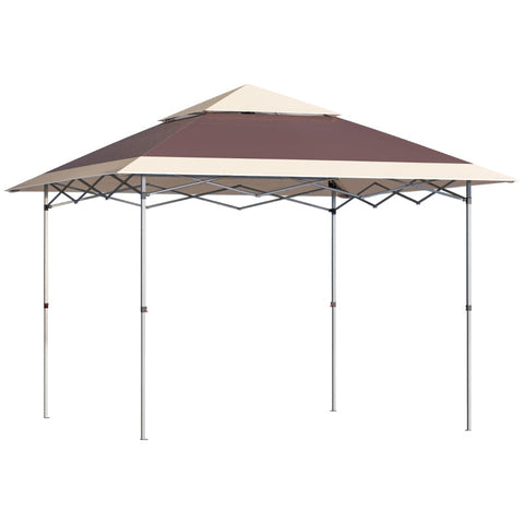 Rootz Gazebo - Party Tent - Garden Gazebo - Party Gazebo - Pop UP Tent - Steel/Oxford Cloth - Dark Brown/Khaki - 3.6L x 3.6W x 2.98H m