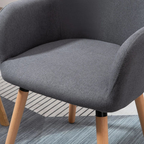 Rootz Dining Chair - Kitchen Chair - Armchair - Living Room - Wooden Legs - Dark Gray/Natural - 56 cm x 60 cm x 85 cm