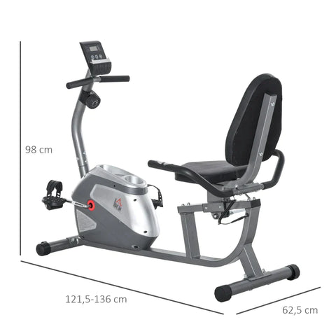 Rootz Heimtrainer – Magnetischer Heimtrainer – Liegeergometer mit LCD-Display – Zuhause – Fitnessstudio – Metall – ABS – 136 x 62,5 x 38 cm