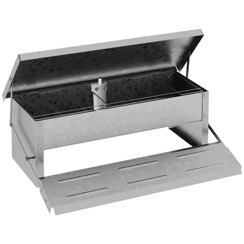Rootz Chicken Feeder - 5 Chicken Automatic Feeder - Galvanized Iron - Aluminum - Silver - 56W x 36D x 18.5H cm