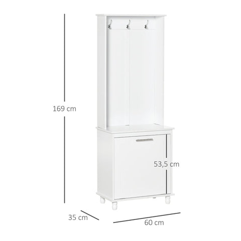 Rootz Kapstok - Woonkamerrek - Kledingkast - Kast - Wit - 60 x 35 x 169 cm