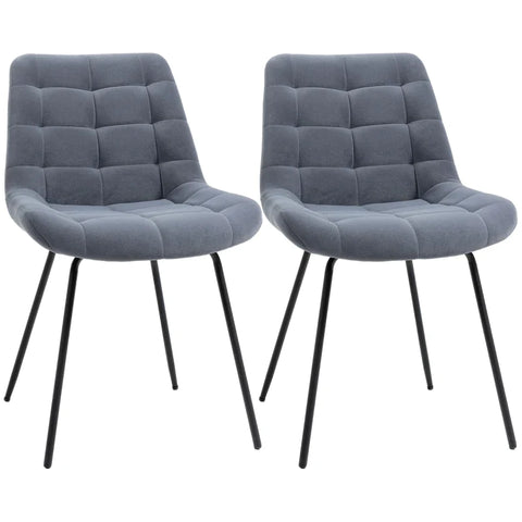Rootz Set of 2 Dining Chair - Retro - Velvet - Dark Gray - 50cm x 61cm x 79cm
