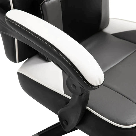 Rootz Gaming Chair - Massage Chair - Office Chair - Swivel Chair - Ergonomic Faux Leather - Foam - Grey+White+Black