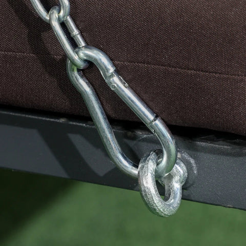 Rootz 3-person Porch Swing - Garden Swing - Adjustable Sun Canopy - Up To 270 Kg - Brown - 198 x 118 x 168 cm