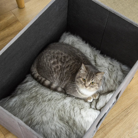 Rootz Cat Cave - Cat House - Cat Basket - 2-in-1 Cat Cave - With Cushion - Wooden Legs - Grey - 60 x 45 x 44.5 cm