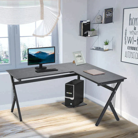 Rootz Desk - Computer Desk - L-shaped Corner Desk - Corner Desk - Office Table - Black - 155 x 130 x 76cm