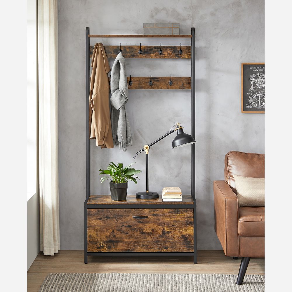 Rootz Coat Stand - Coat Stand With Shoe Cabinet - Coat Rack - Standing ...