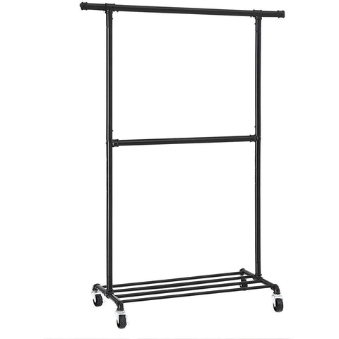 Rootz Metal Clothes Rack with 2 Rods, Grid and Wheels