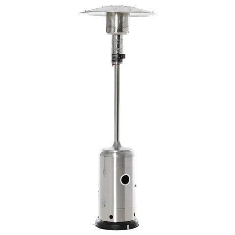 Rootz Patio Heater - Patio Heater With Anti-tipping Switch - Automatic Safety Shutdown - Wheels - Rollable Gas - Silver - Ø81.5 x 225 cm
