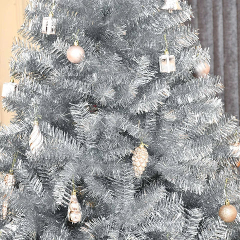 Rootz Kerstboom - Kunstkerstboom - Kerstboom Met 1000 Takpunten - Kerstboomstandaard - Metaal - Zilver + Wit - Ø103 x 180 cm