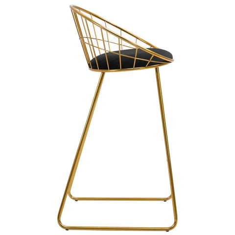 Rootz Bar Stool - Kitchen Stool With Backrest - Plastic Pins For Kitchen - Dining - Gold/Black - 52.5 x 47 x 97 cm