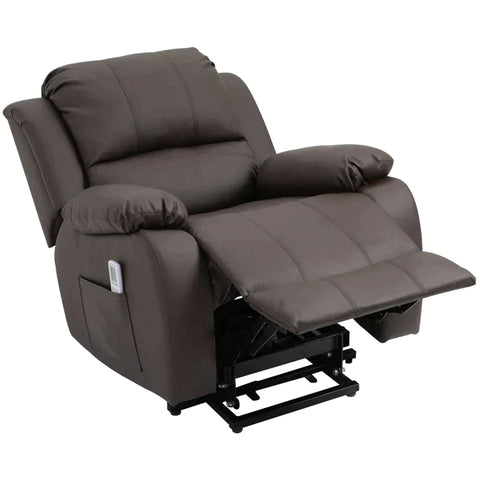 Rootz Massage Chair - Stand-up Aid - Relaxation Chair - TV Chair With Massage Function - Reclining Function - Brown - 92 X 92.5 X 101 cm