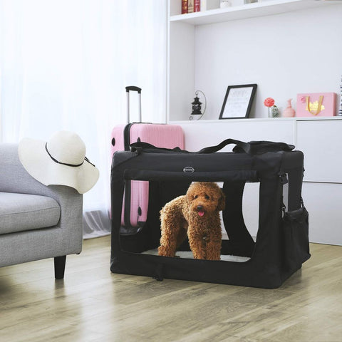 Rootz Transporttasche für Haustiere – Hundetasche – Hundetasche – Transporttasche – Haustiertasche – Katzentasche – Reise-Haustiertasche – Tragbare Haustiertasche – Schwarz – 102 x 69 x 69 cm (B x H x T)