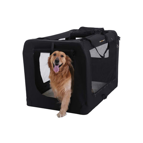 Rootz Transporttasche für Haustiere – Hundetasche – Hundetasche – Transporttasche – Haustiertasche – Katzentasche – Reise-Haustiertasche – Tragbare Haustiertasche – Schwarz – 102 x 69 x 69 cm (B x H x T)