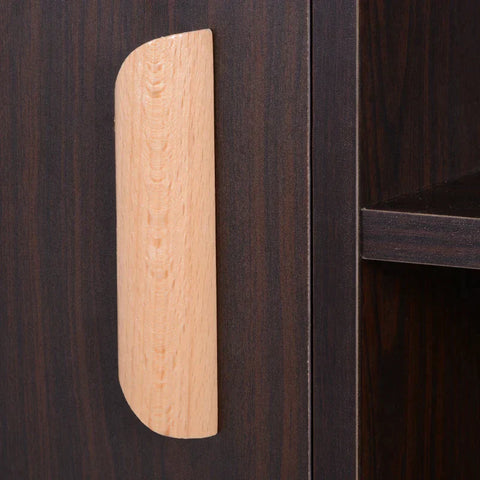 Rootz Standing Shelf - Sideboard -  Bookshelf - Free Standing Bookcase Shelves - Storage Cabinet - Wooden Leg - 2 Doors 5 Compartments - Walnut - 80 cm x 23.5 cm x 123 cm