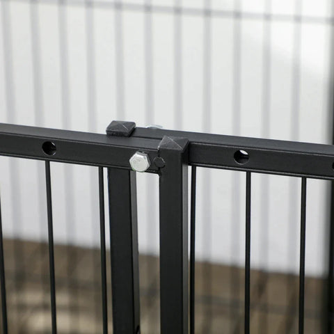 Rootz Heavy Duty Pet Playpen - 6 Panel Exercise Pen For Dogs - With Adjustable Length - Lockable Door - For Indoors And Outdoors - Small And Medium Dogs - Black - 82.5-150 x 81cm