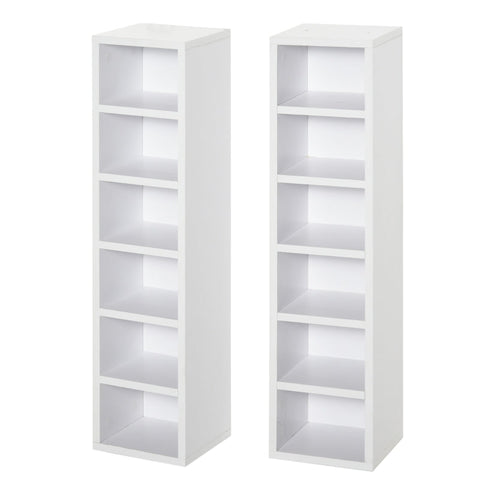 Rootz CD Rack - CD Stand - Set Of 2 CD Shelves - Wooden Shelf - Standing Shelf With 12 Open Storage Compartments - White