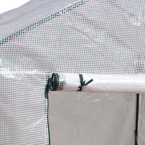 Rootz Folie Kas - Inloopkas met 4 Schappen - Tomatenkas - Koud Kader met Rits Deuren - Staal - PE Kunststof - Wit - 143 x 143 x 195 cm