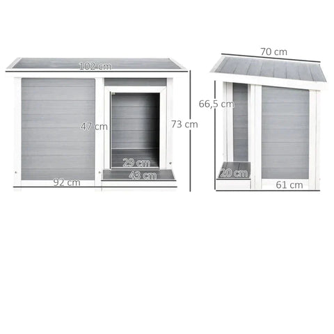 Rootz Hondenkennel - Houten Hondenhok - Hondenhok - Hondenkooi - Knaagdierhuis - WPC - Grijs/Wit - 102L x 70B x 73H cm