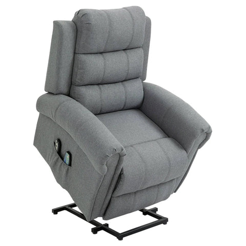 Rootz Electric Stand-up Chair - Massage Chair - Electric Lift Chair - Relaxation Chair - Therapeutic Massage Chair - Remote Control Chair - Linen Gray - 98 X 96 X 105 Cm
