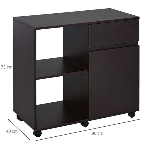 Rootz Printer Table - Printer Stand - Office Trolley - Trolley Filing Cabinet - Office Cabinet With Drawers - Brown